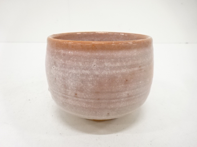 JAPANESE TEA CEREMONY / TEA BOWL CHAWAN / WHITE GLAZE / ARTISAN WORK
